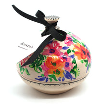 Load image into Gallery viewer, Large Paper Mache Trinket Box Chapeau – Handmade Hand Painted Pink Floral Luxury Trinket Gift Box + Gold Foiled Wrapped Milk Chocolate Balls
