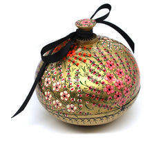 Load image into Gallery viewer, Artezen Large Chapeau – Handmade Hand Painted Gold Floral Luxury Trinket Gift Box + Gold Foiled Wrapped Milk Chocolate Balls
