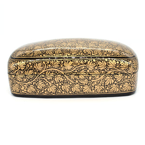 Paper Mache Large Paulo Handmade Hand Painted Black & Gold Trinket Decorative Jewellery Box + Gold Foiled Wrapped Milk Chocolate Balls