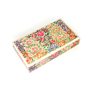 Paper Mache Planus Handmade Hand Painted Floral Trinket Gifting Decorative Jewellery Storage Box + Gold Foiled Wrapped Milk Chocolate Balls