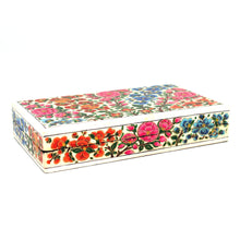 Load image into Gallery viewer, Paper Mache Planus Handmade Hand Painted Floral Trinket Gifting Decorative Jewellery Box + Gold Foiled Wrapped Milk Chocolate Balls
