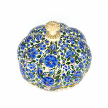 Load image into Gallery viewer, Paper Mache Large Umbra Trinket Box – Handmade Hand Painted Blue &amp; Green Luxury Gift Box + Gold Foiled Wrapped Milk Chocolate Balls
