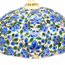 Load image into Gallery viewer, Paper Mache Large Umbra Trinket Box – Handmade Hand Painted Blue &amp; Green Luxury Gift Box + Gold Foiled Wrapped Milk Chocolate Balls
