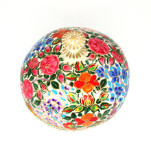 Load image into Gallery viewer, Large Paper Mache Trinket Box Chapeau – Handmade Hand Painted Florals Luxury Trinket Gift Box + Gold Foiled Wrapped Milk Chocolate Balls
