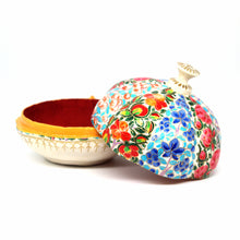 Load image into Gallery viewer, Paper Mache Large Umbra Trinket Box – Handmade Hand Painted Multi Floral Luxury Gift Box + Gold Foiled Wrapped Milk Chocolate Balls
