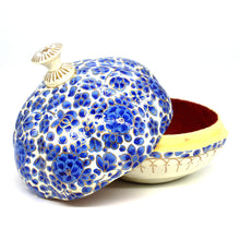 Load image into Gallery viewer, Paper Mache Large Umbra Trinket Box - Handmade Hand Painted Blue &amp; Cream Luxury Trinket Gift Box | Decorative Box | Jewellery Box
