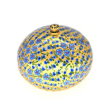 Load image into Gallery viewer, Paper Mache Small Chapeau Blue &amp; Gold Trinket Gifting Decorative Jewellery Storage Box + Gold Foiled Wrapped Milk Chocolate Balls
