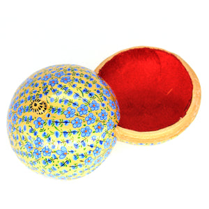 Paper Mache Small Chapeau Blue & Gold Trinket Gifting Decorative Jewellery Storage Box + Gold Foiled Wrapped Milk Chocolate Balls